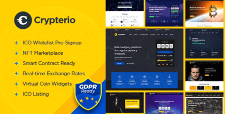Crypterio - ICO Landing Page, NFT and Cryptocurrency WordPress Theme